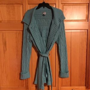 Belted cardigan sweater